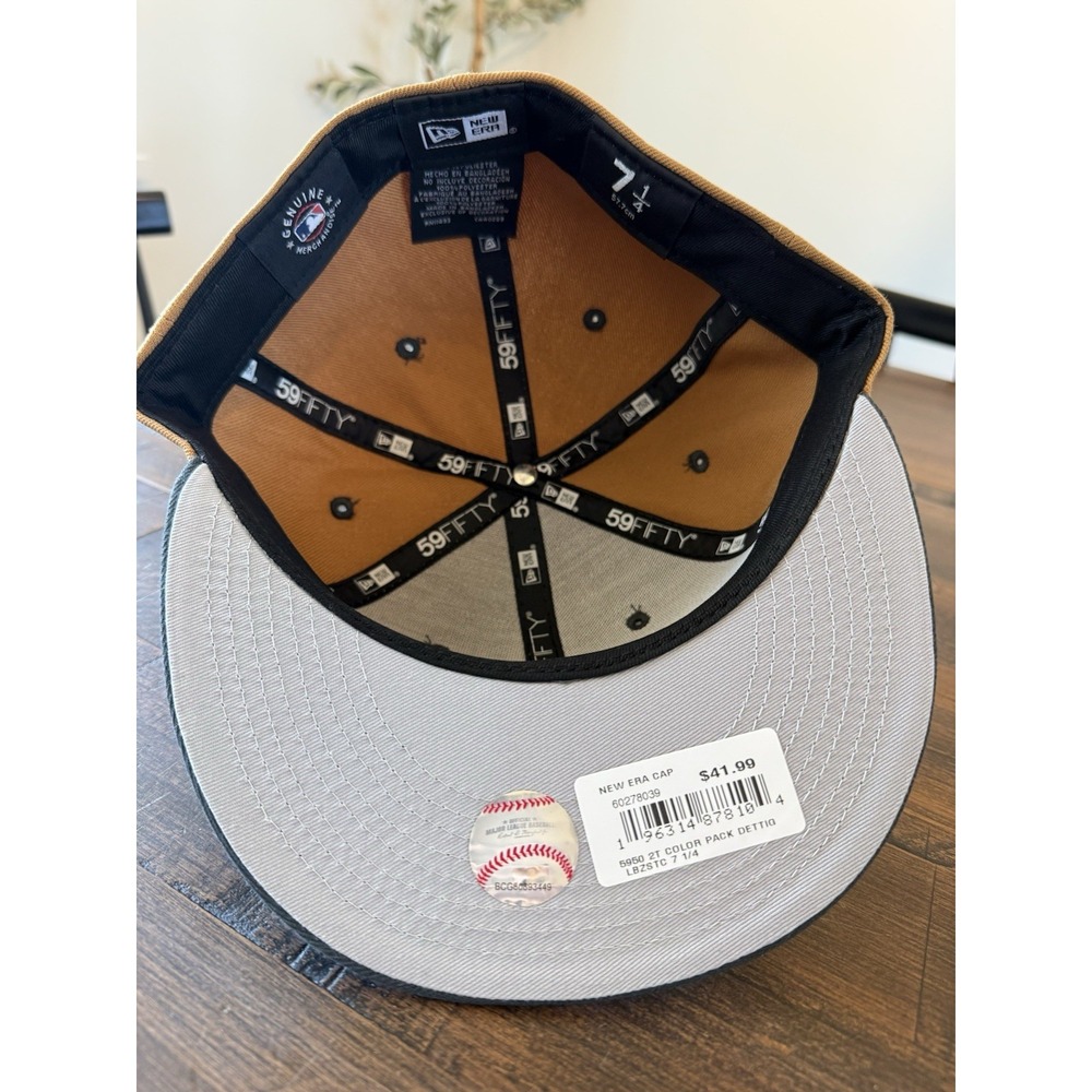 New Era Detroit Tigers 59fifty Sz 7 1/4 Fitted MLB Hat Cap Tan Khaki NWT - Picture 6 of 9